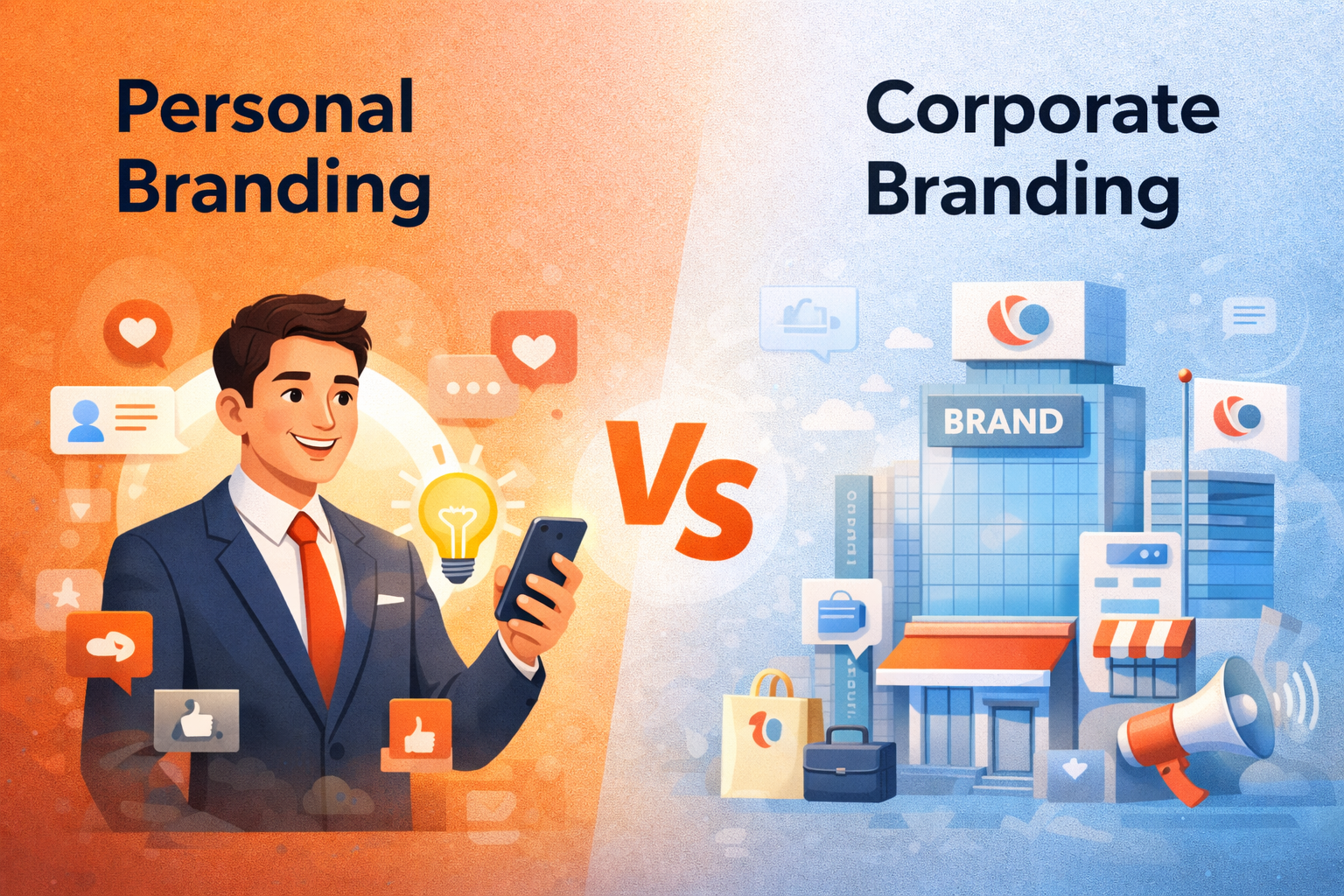 Personal Branding vs Corporate Branding: Apa Bedanya & Kenapa Keduanya Krusial di Digital Marketing 2026