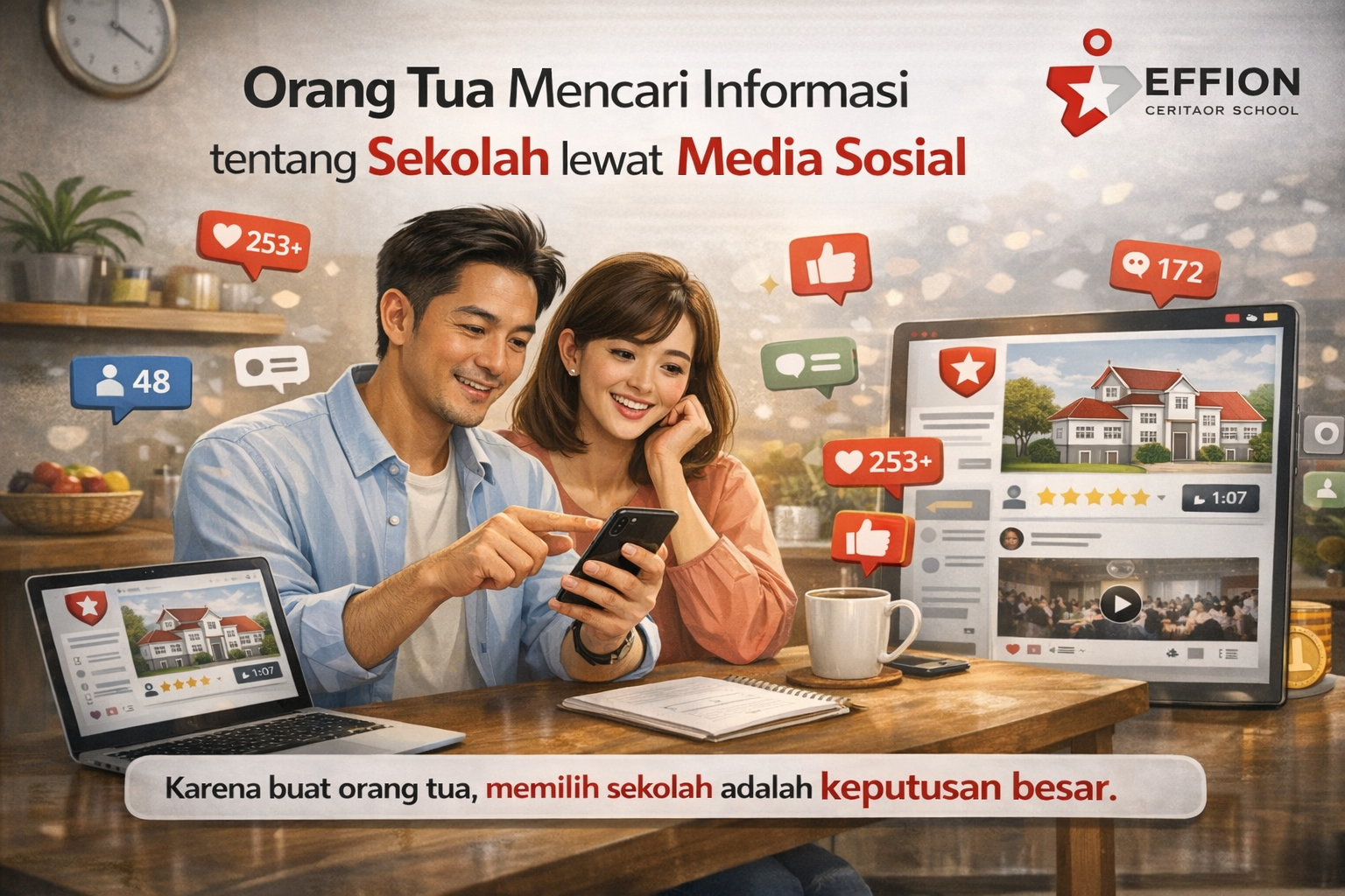 Orang tua mencari informasi tentang sekolah lewat Media Sosial