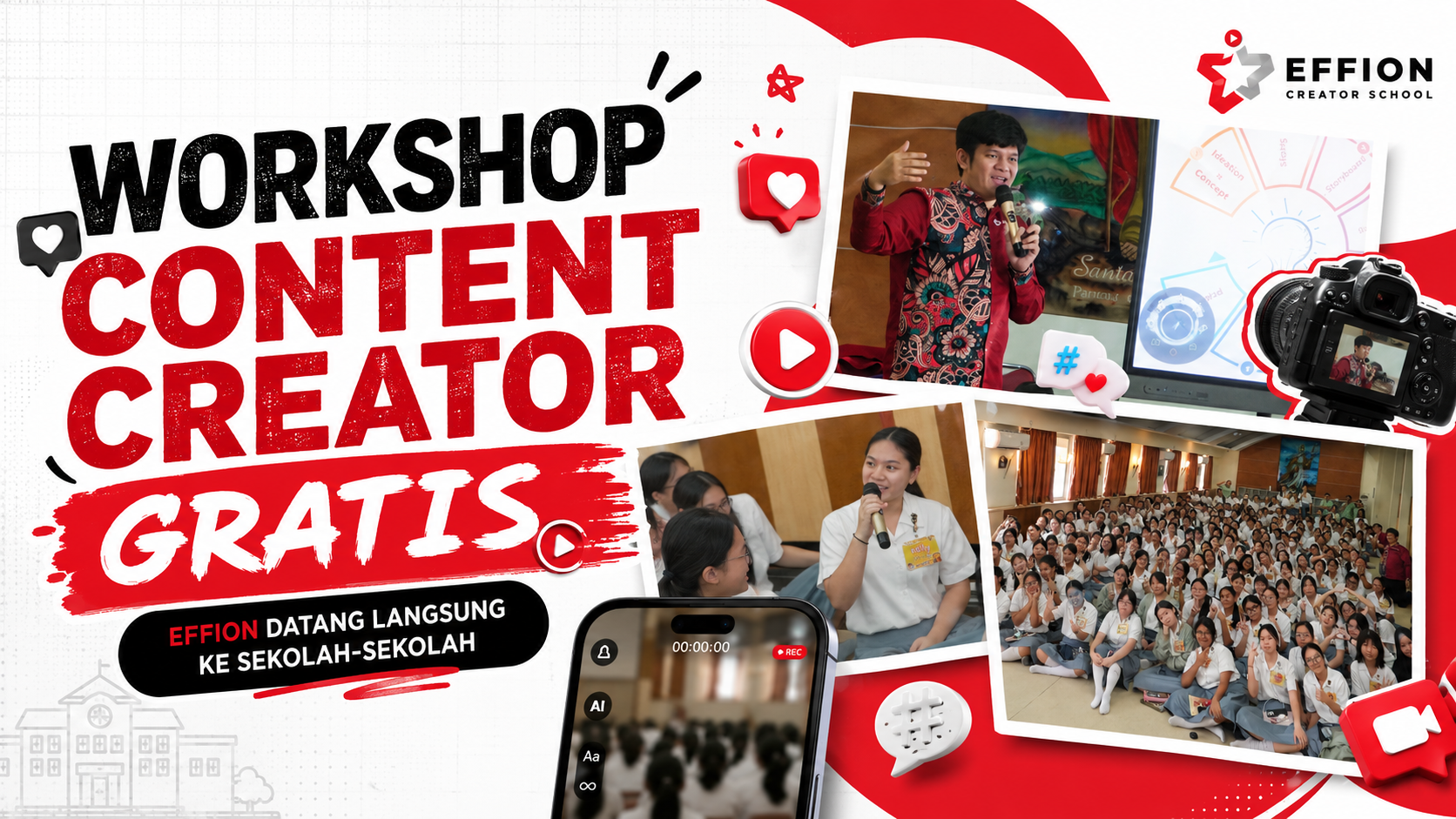 Workshop Content Creator Gratis? Ini Alasan Effion Datang Langsung ke Sekolah-Sekolah