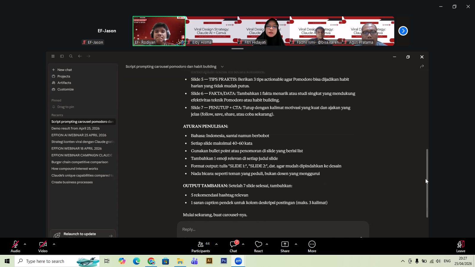 Pelatihan AI bersama Ai Community by Effion Creator School