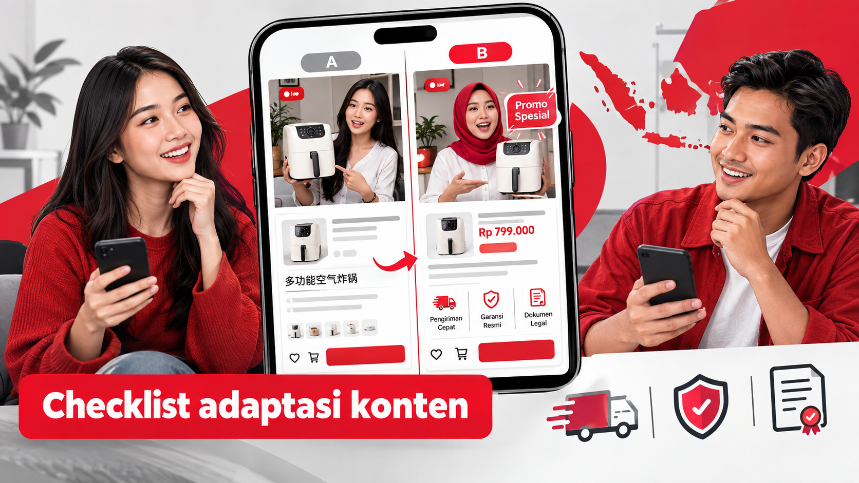 Contoh adaptasi halaman produk dan promo untuk pasar Indonesia | live shopping