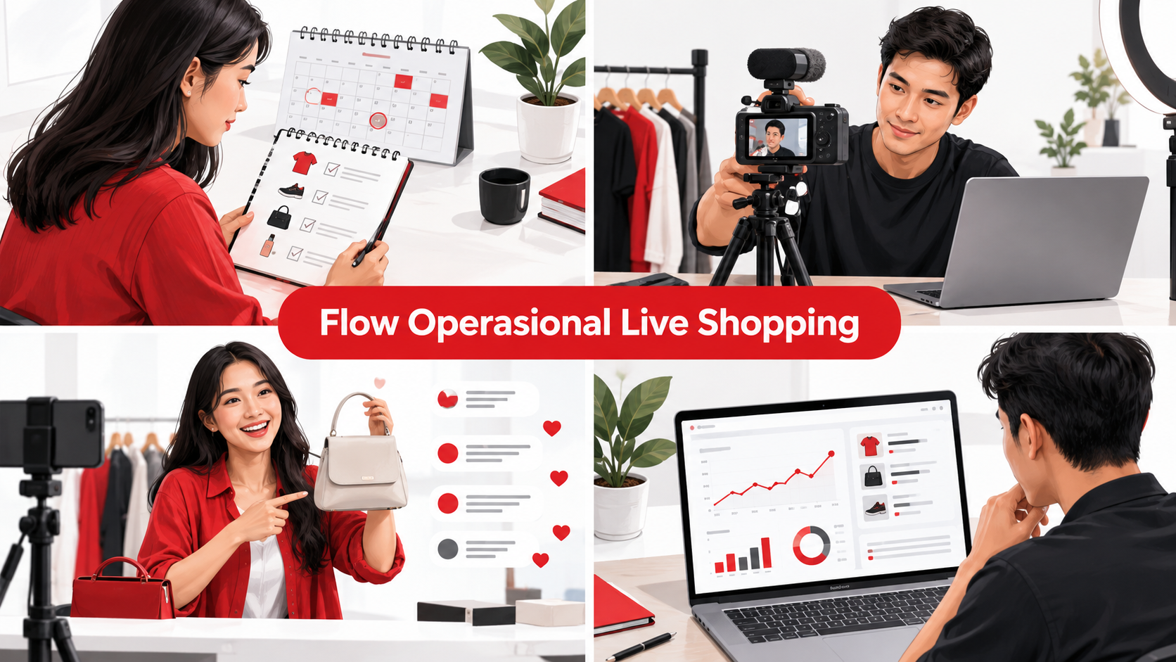 Langkah operasional dari perencanaan hingga laporan live shopping