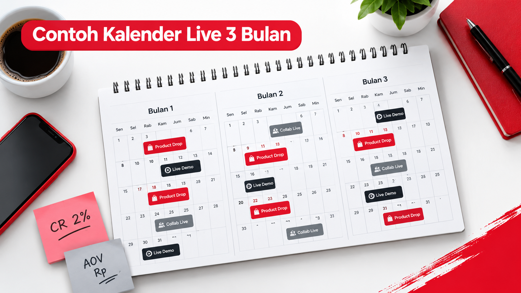 Template kalender live shopping dan KPI contoh