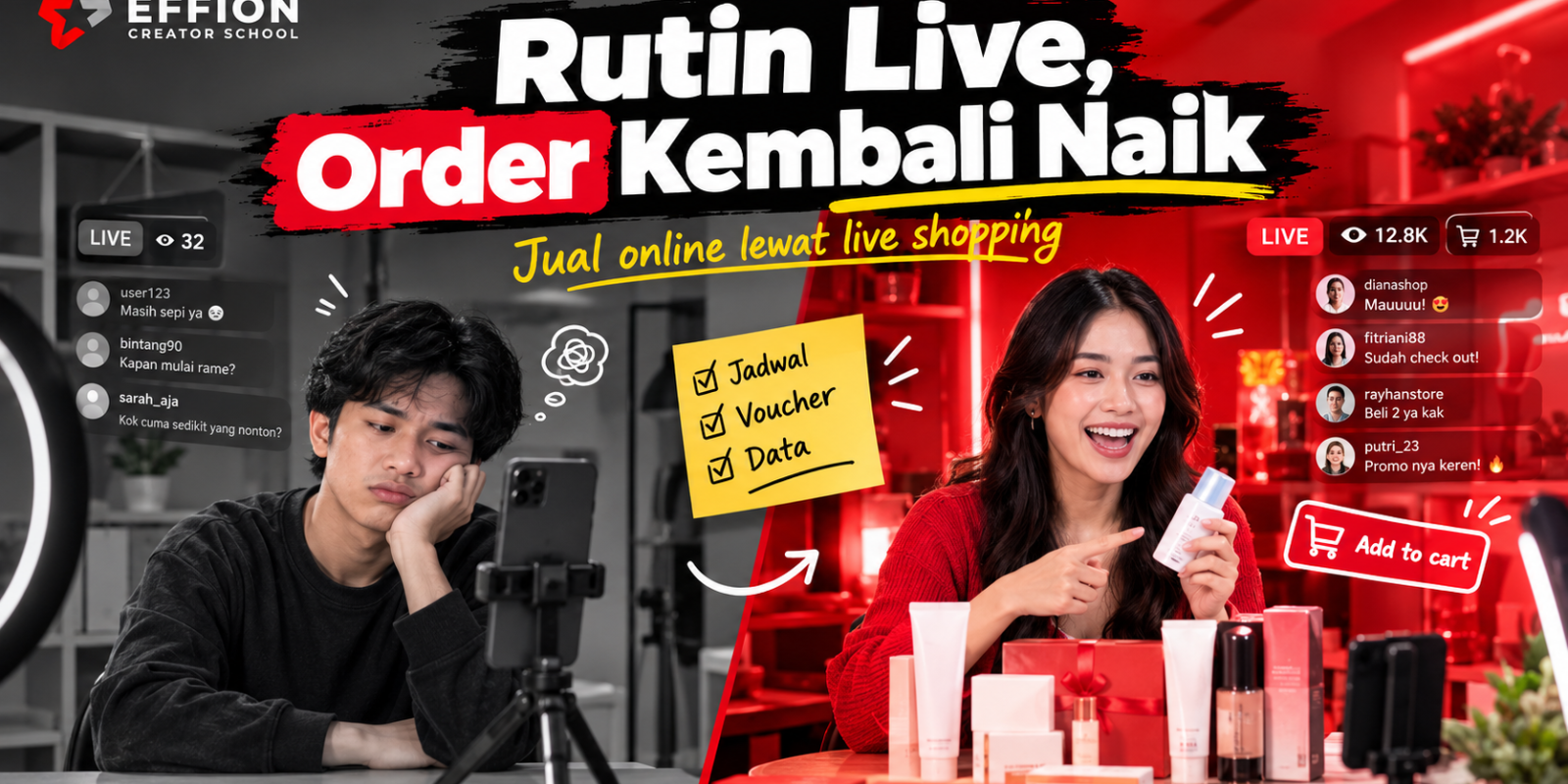 Jual online rutin: live shopping tingkatkan repeat order Brand Nasional