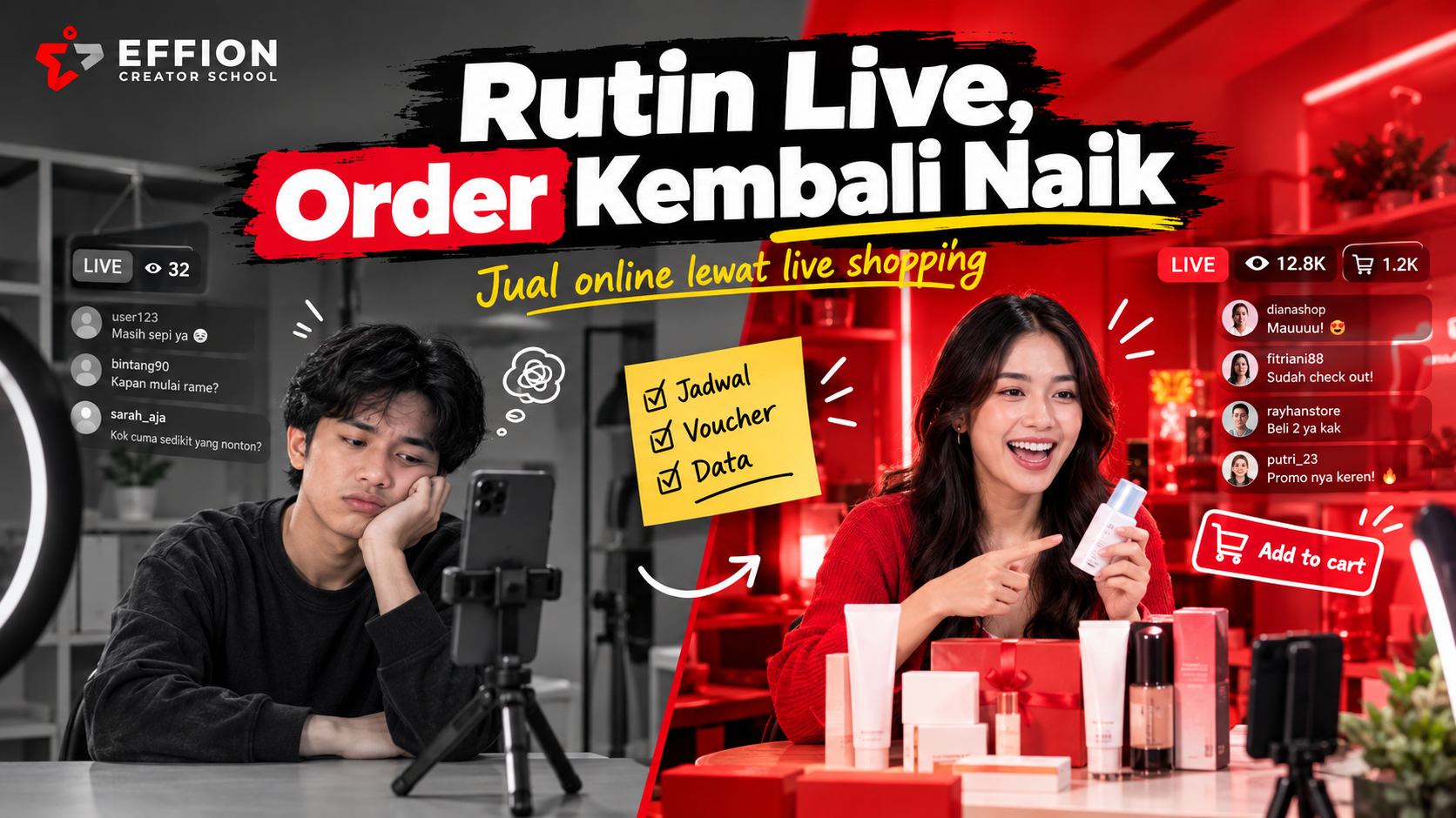 Jual online rutin: live shopping tingkatkan repeat order Brand Nasional