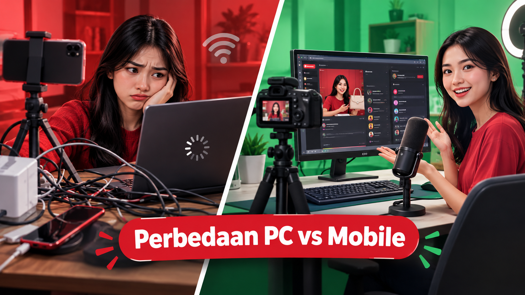 Perbandingan setup PC stream yang gagal vs optimal | live shopping
