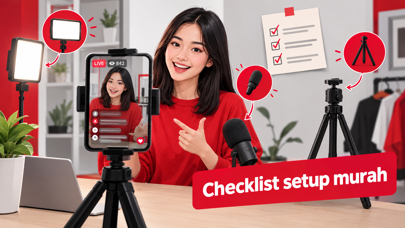 Peralatan murah & setting dasar untuk live | live shopping